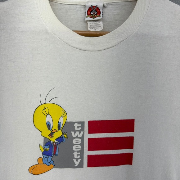 1998 Looney Tunes Tweety Bird Warner Bros White Shirt SZ M VTG 90s USA Baggy - Picture 1 of 11